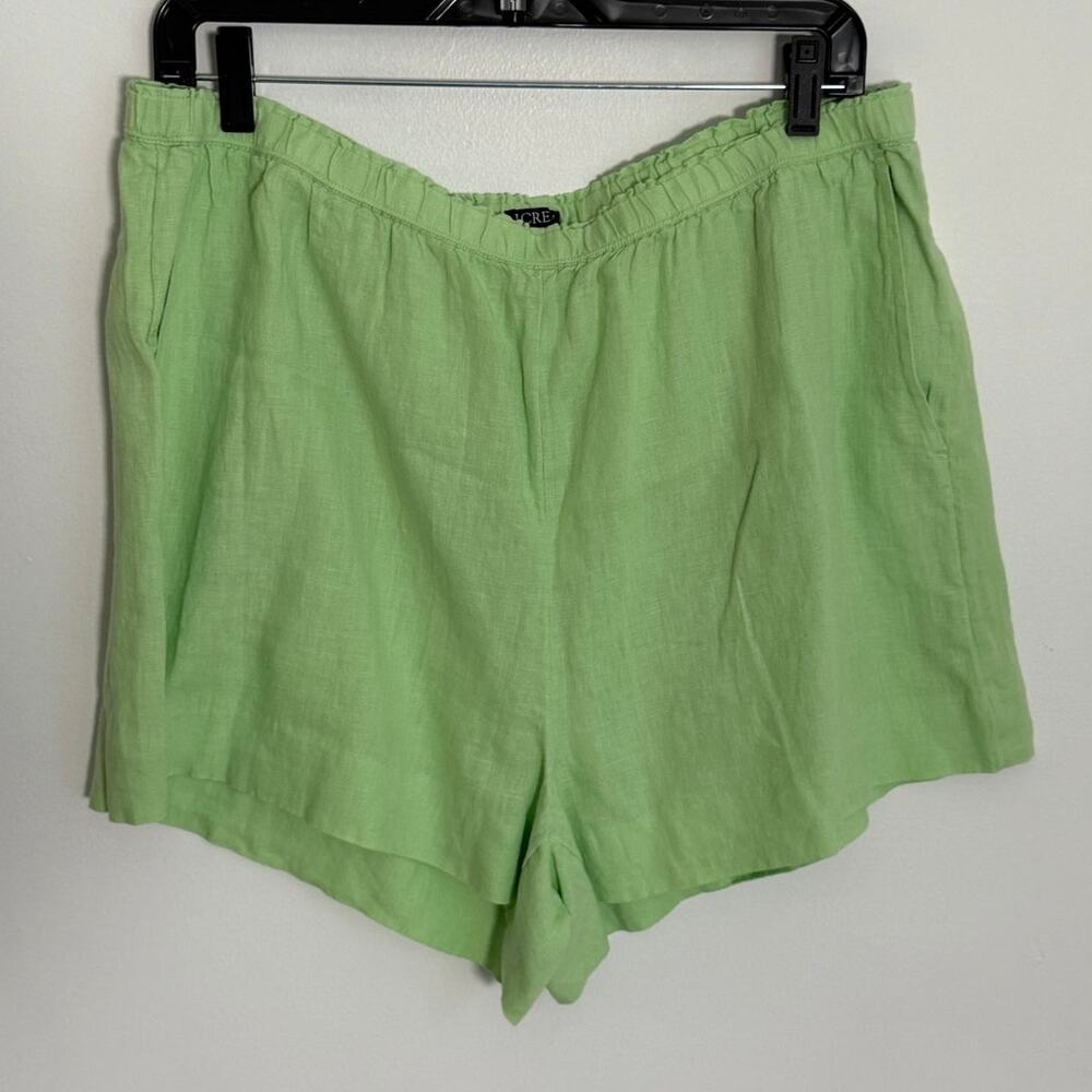 J. Crew Green Linen Pull on shorts‎ size large